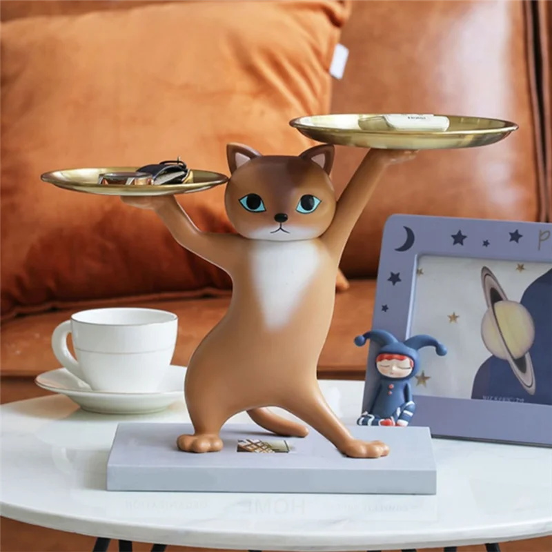 ABXF-Cat-поднос для декора, смоляный поднос для декора кошек для конфет, ювелирных изделий, серег, колец, брелок для ключей, отлично подходит для прихожей, домашнего декора Dura