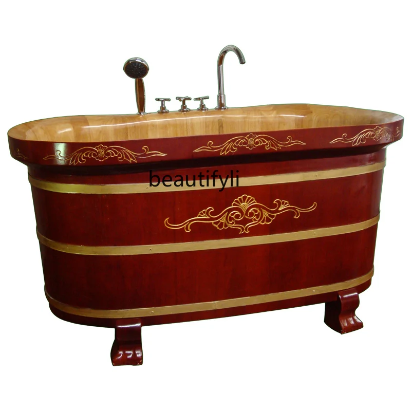 Wooden Barrel Bathtub Oak Bath Bucket   Wood Adult Bathing   Adult Double  Barrel