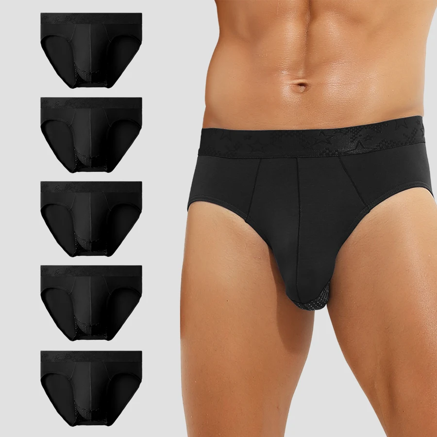 

5PCS Scrotal support underwear, men's triangle pants, Modal summer thin pants, ice silk breathable mesh, sexy short toe