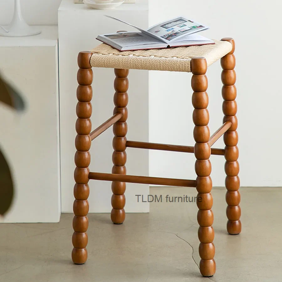 Silla de Bar de ratán de madera de estilo japonés, sillón reclinable bajo cuadrado exclusivo para oficina, cafetería, muebles de desayuno Sedie europeos