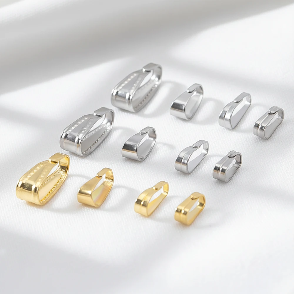 50pcs Stainless Steel Buckle Clasp Connectors for Pendants Charm Clip Pinch Bail Clasp Necklace DIY Jewelry Making Accessories view 5