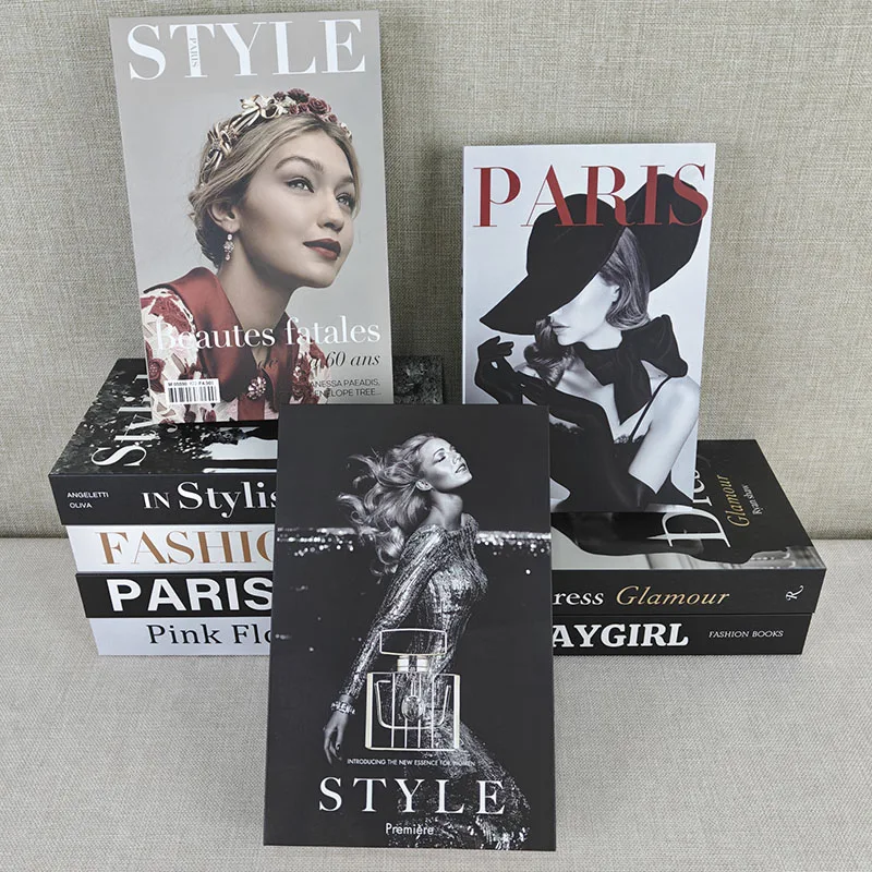 Luxury Brand Fake Books Fashion Girl Model Magazine Decorative Book Storage Box Coffee Table Villa Hotel Decor Shooting Props