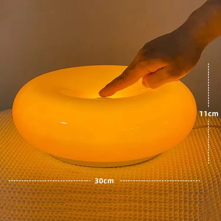 Glass Wall Lamp Creative Donut Bedroom Study Decoration Ornament USB Tri Color Adjustable Table Lamp Home Lighting Fixture