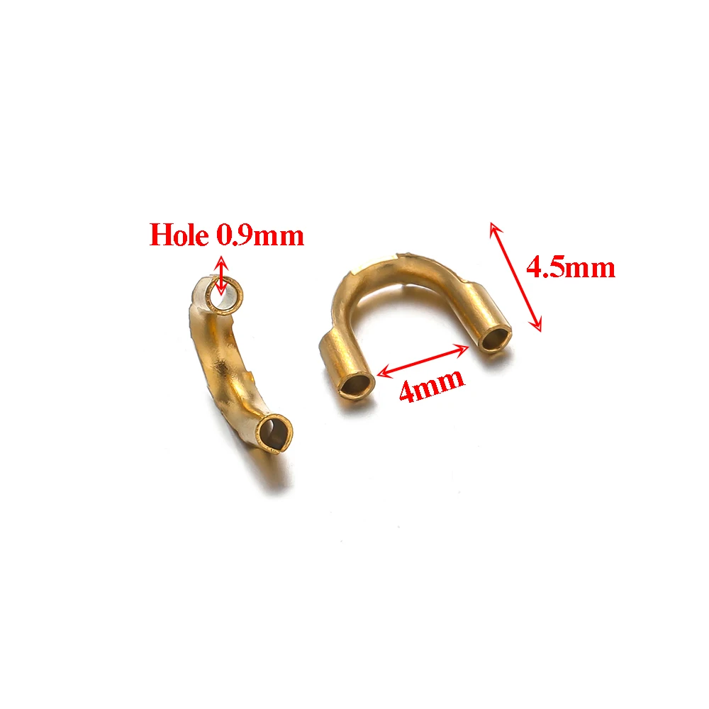 50 Stück Edelstahl-Drahtschutzschellen in Goldfarbe, Drahtschutzschlingen, U-förmige Verschlüsse, Verbindungsstücke für DIY-Schmuckherstellung – Detail 3