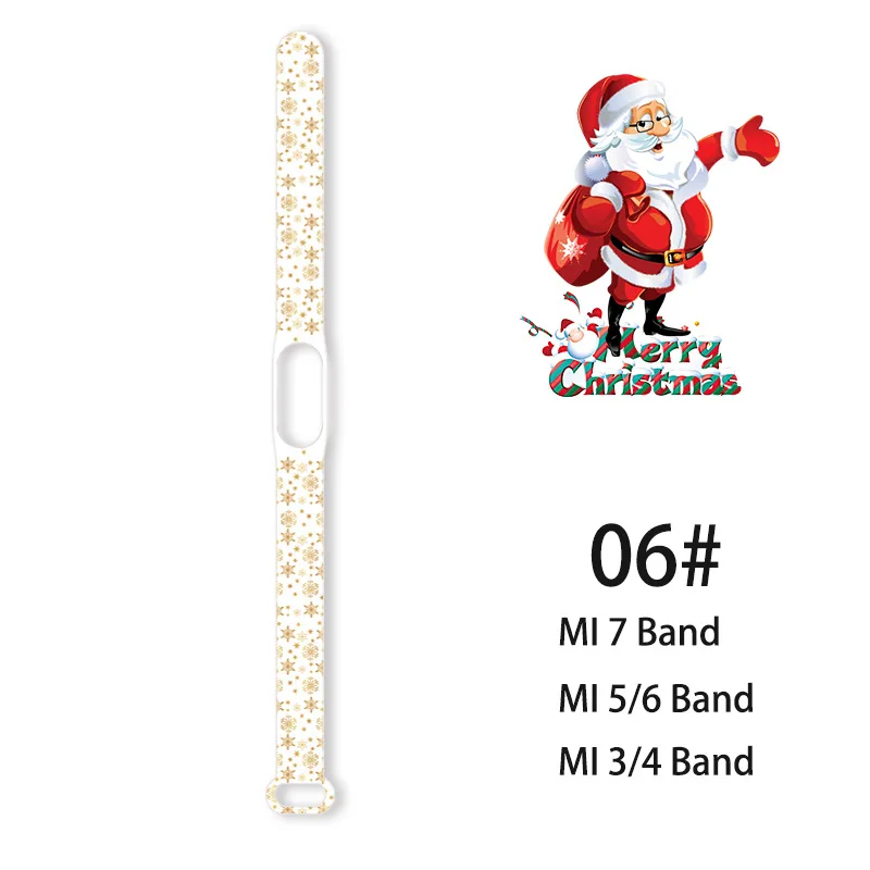 For Mi Band 7 6 5 4 3 Strap Silicone Christmas Printing Pattern Blet For Xiao MI 6 5 4 Watch Band Bracelet Sports Fitness Wrist