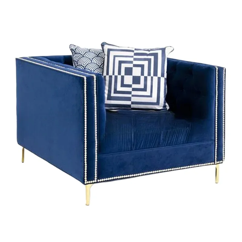 

American stainless steel single sofa furniture fabric buckle leisure sofa club sales office negotiation sofa