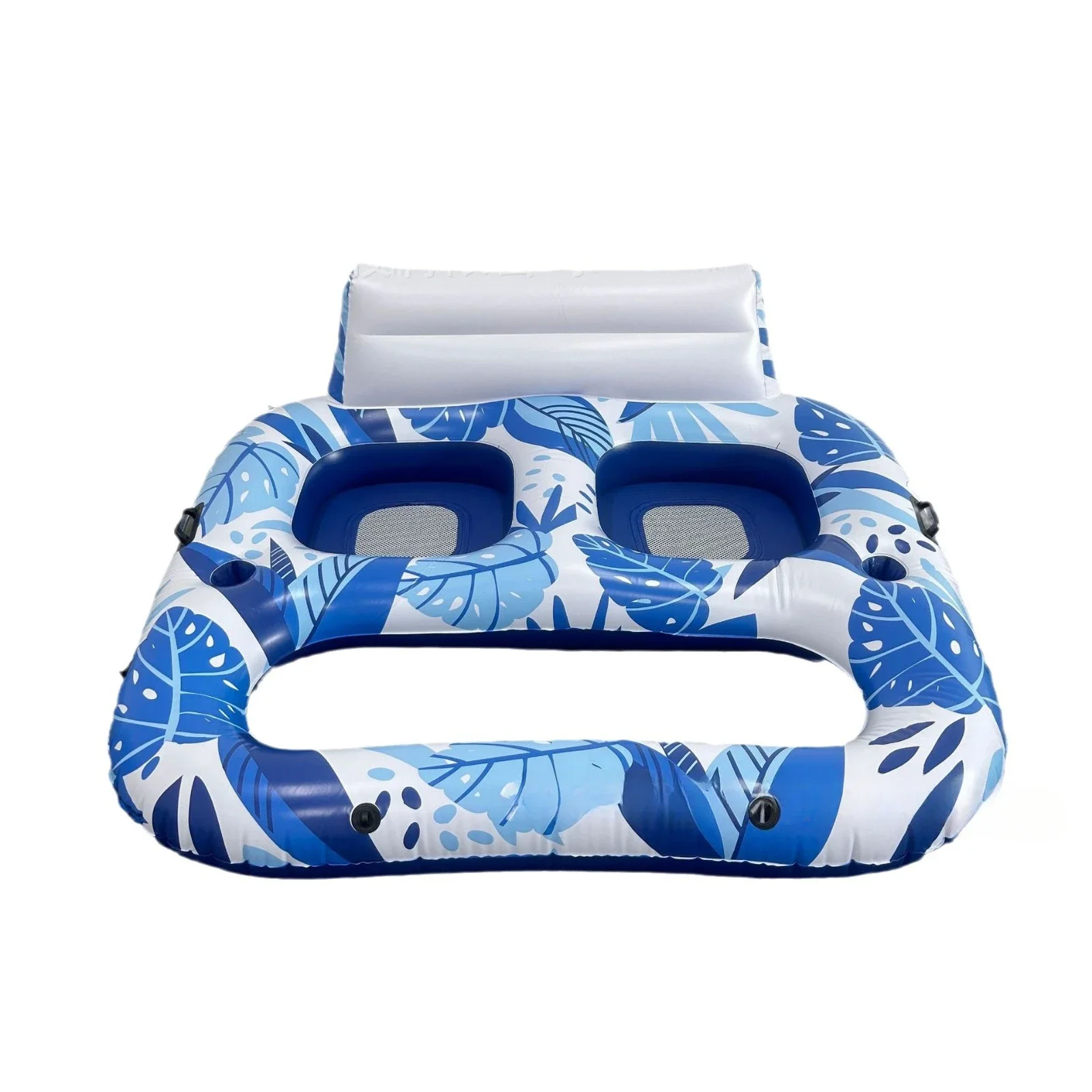 Double inflatable floating row, water lounger floating row, foldable striped floating row