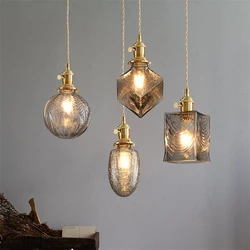 Vintage Edison Switch Pendant Light Crystal Glass Shade Loft Bar Hanging Ceiling Lamp For Kitchen Dining Room Bedroom Chandelier