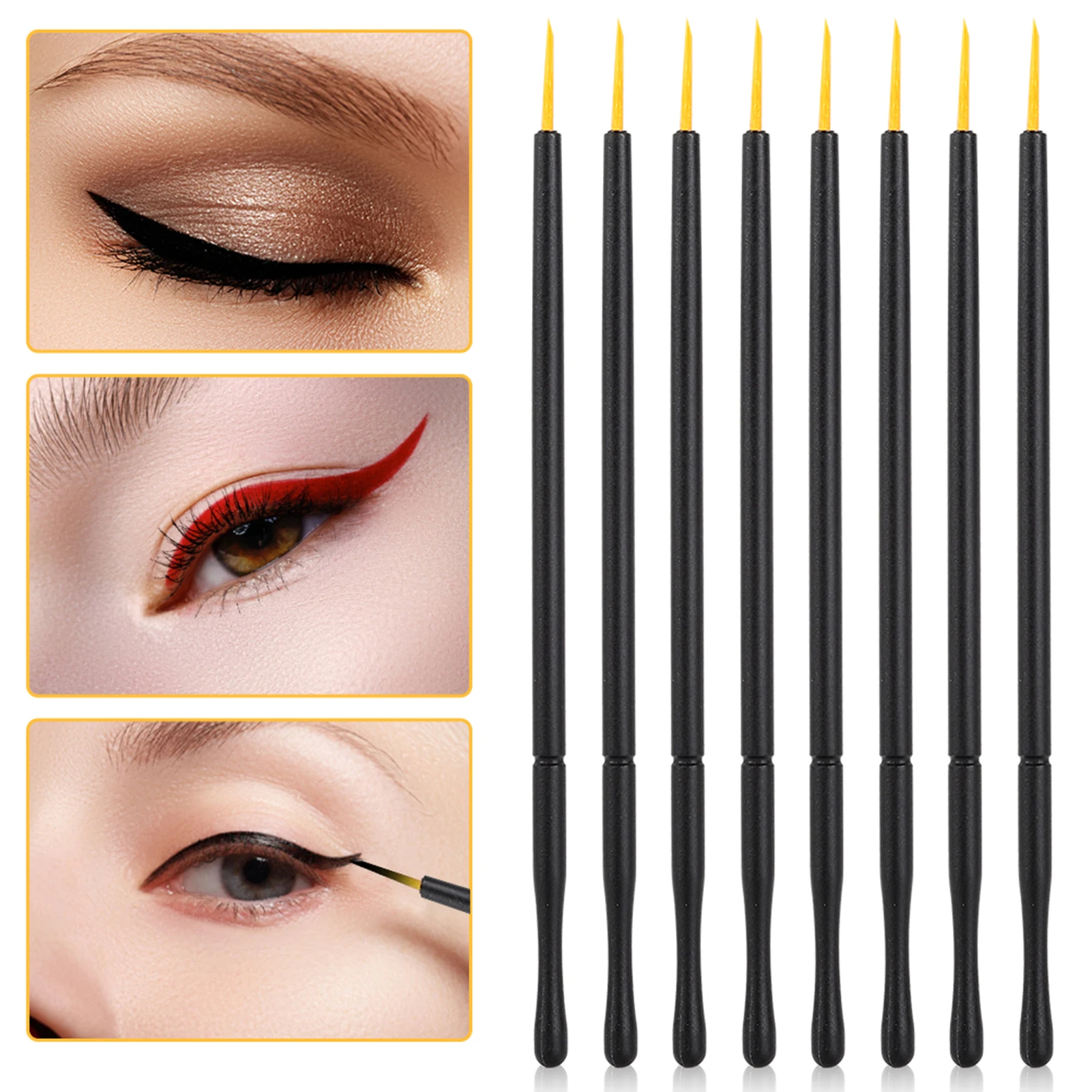 100pcs Disposable Eyeliner Brush Hard Head Eyeliner Liquid Brush Eye Shadow Brush Makeup Tool