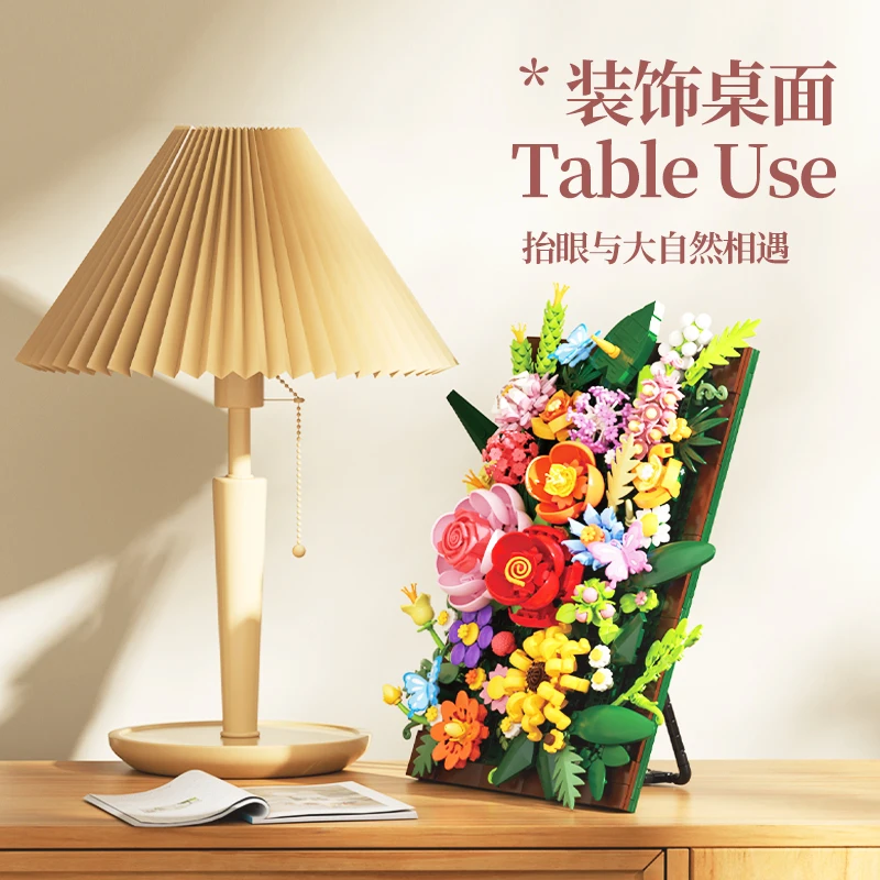 Blumenrebe, Schatten, Holzblume, dekorative Malerei, kleine Partikel, zusammengebautes Spielzeugmodell für Kinder, Ornament, Weihnachtsgeschenk