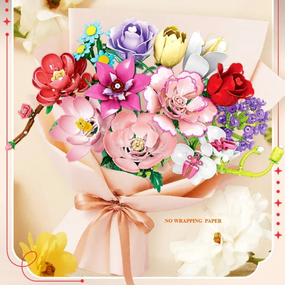 

MOC вечный цветок букет роз набор строительных блоков эксклюзивный ромашка гвоздик свадебное растение DIY игрушка детский подарок на день Святого Валентина