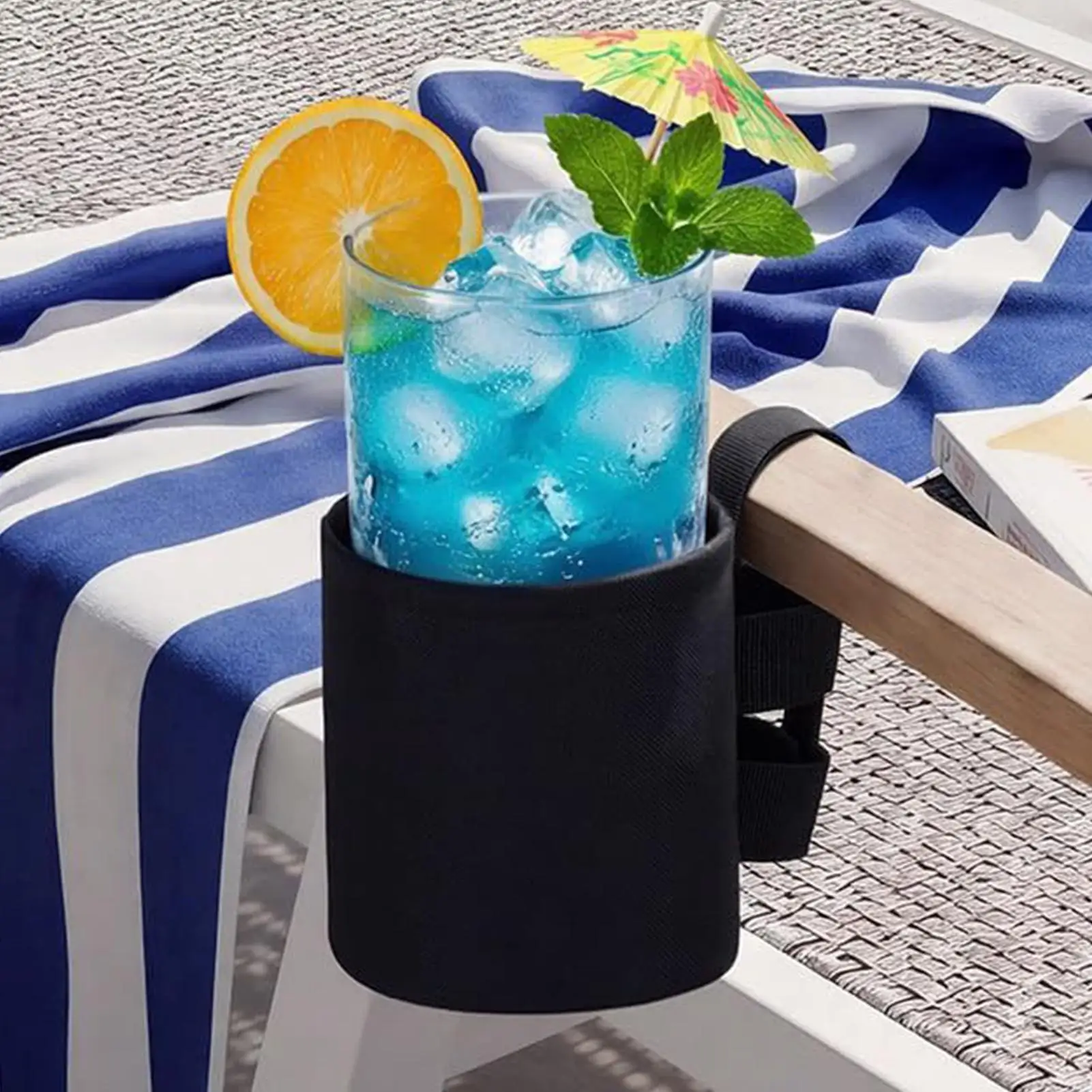 Beach Chair Cup Holder And Drink Storage Organizer Portable Universal Beverage Bracket For Camping Lawn Fishing Patio chairs view 3