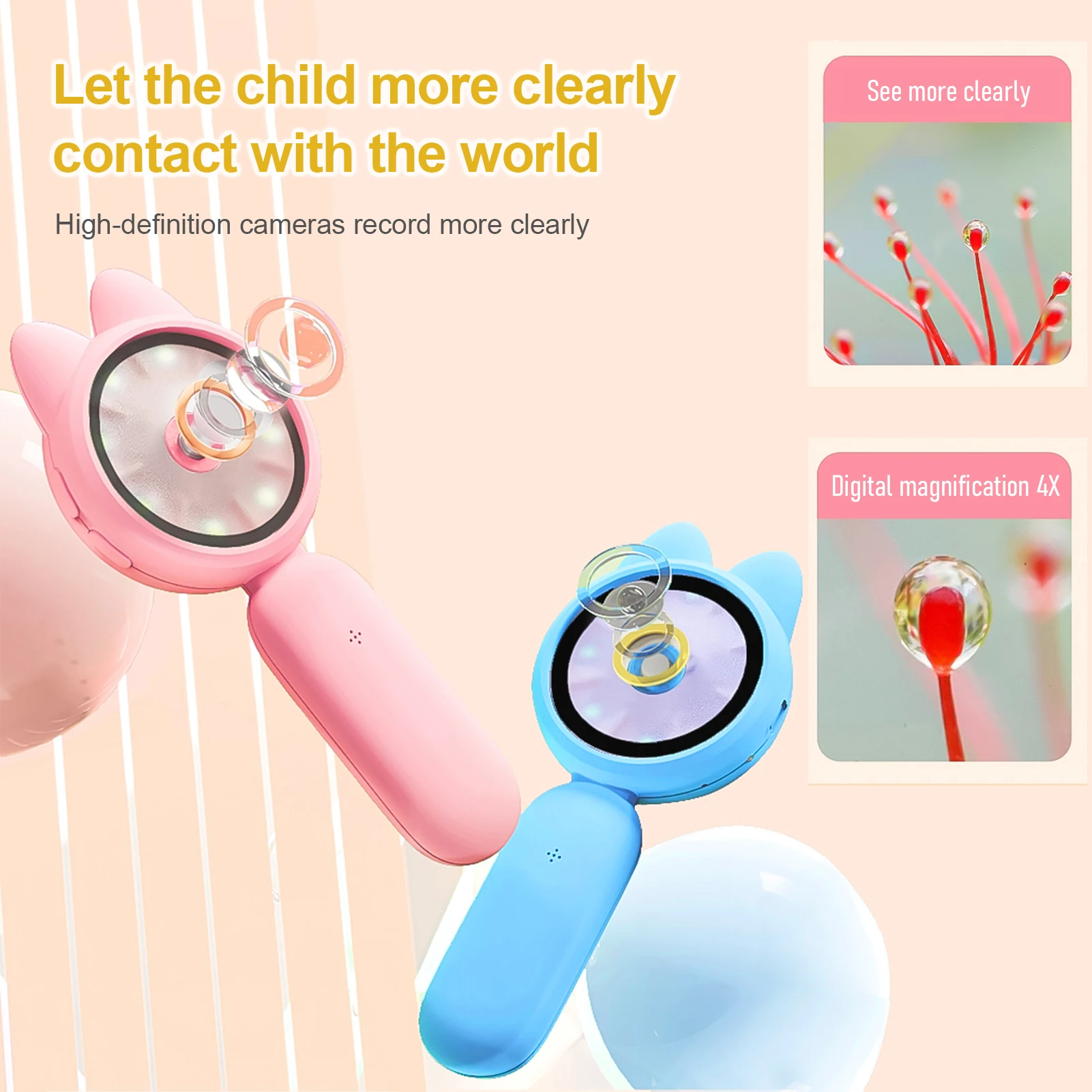 

Ручная цифровая лупа для детей, 2,0-дюймовый IPS-экран, 4-кратный цифровой зум, ручная фокусировка, 16 МП, фото, встроенная батарея с памятью