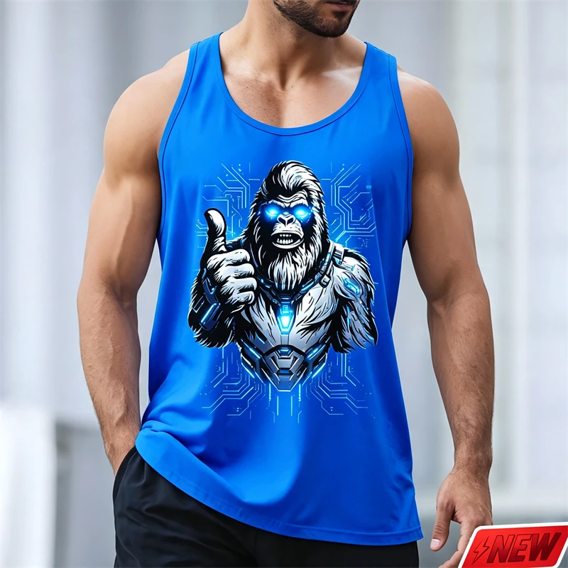 Funny 3d Printed Gorilla Graphic Tank Top Men Colorful Streetwear Handsome Sleeveless Top Summer Punk Style New Round Neck Vest