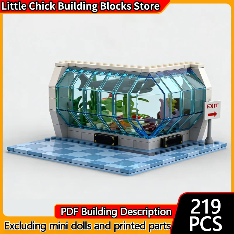 

City Street View Model MOC Building Bricks Oceanographic Museum Modular Technology Gifts Holiday Assemble Children Toys Suit