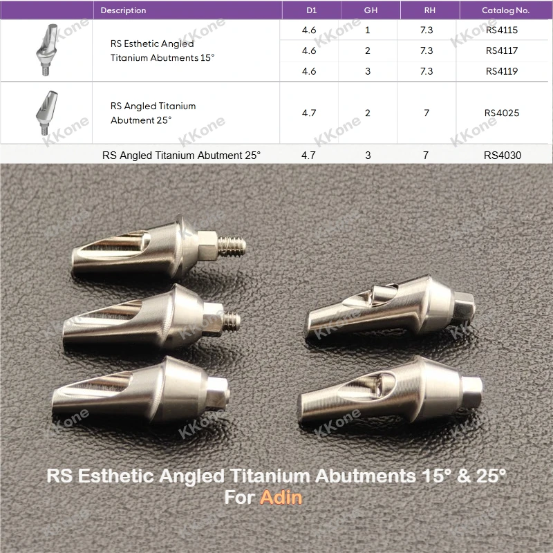 

3Pcs RS Esthetic Angled Titanium Abutments 15° & 25° For Adin Dental Implant Accessories High Quality Titanium Alloy