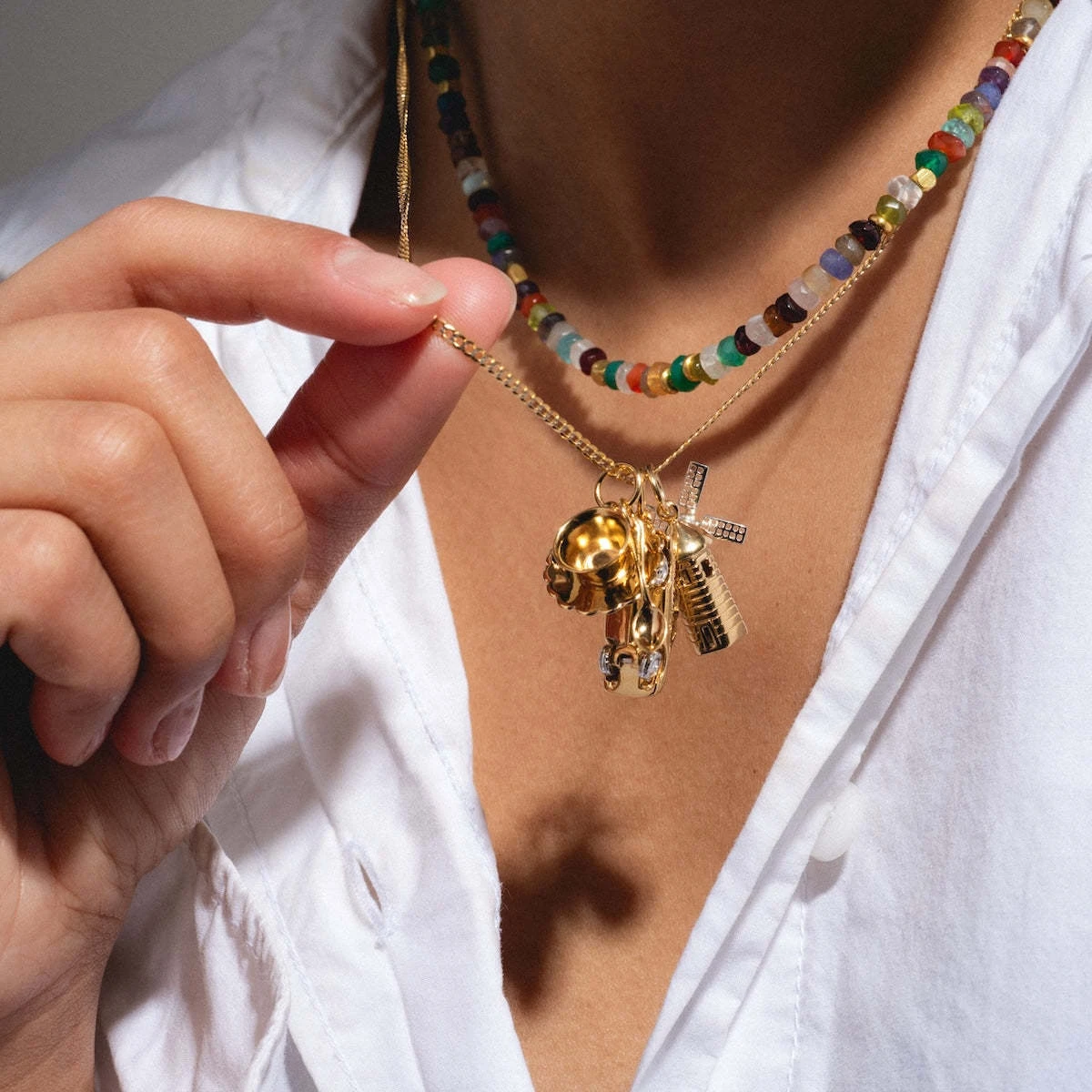 قلادة سفر جديدة يمكنك صنعها بنفسك صندوق سفر للدراجة بطاقة بريدية مرصعة بالزركونيا مطلية بالذهب قلادة مطلية بالذهب #3