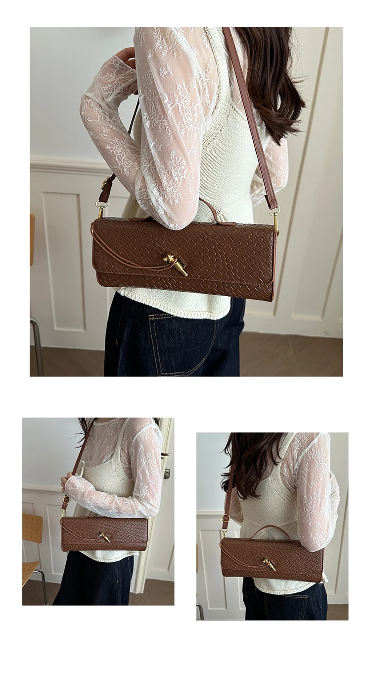 Bolso de Hombro Elegante con Textura Tejida, Estilo , Bolso de Mano para Cena, Bolso Cruzado para Mujer, Estilo Casua...