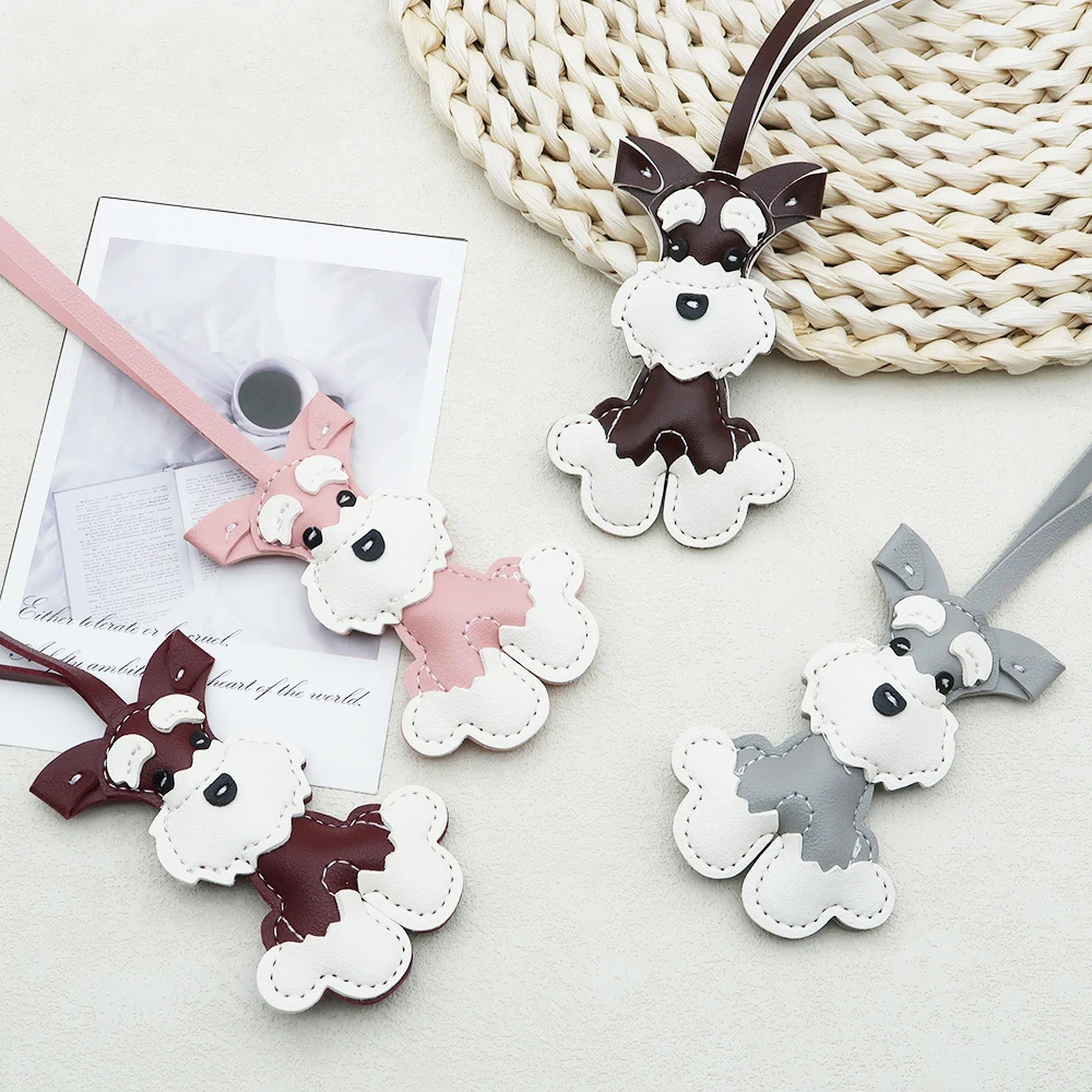 

5pcs PU Leather Creative Cute Puppy Pendant Keychain Charms Jewelry Making Clothes Car And Handbag Decoration Pendant