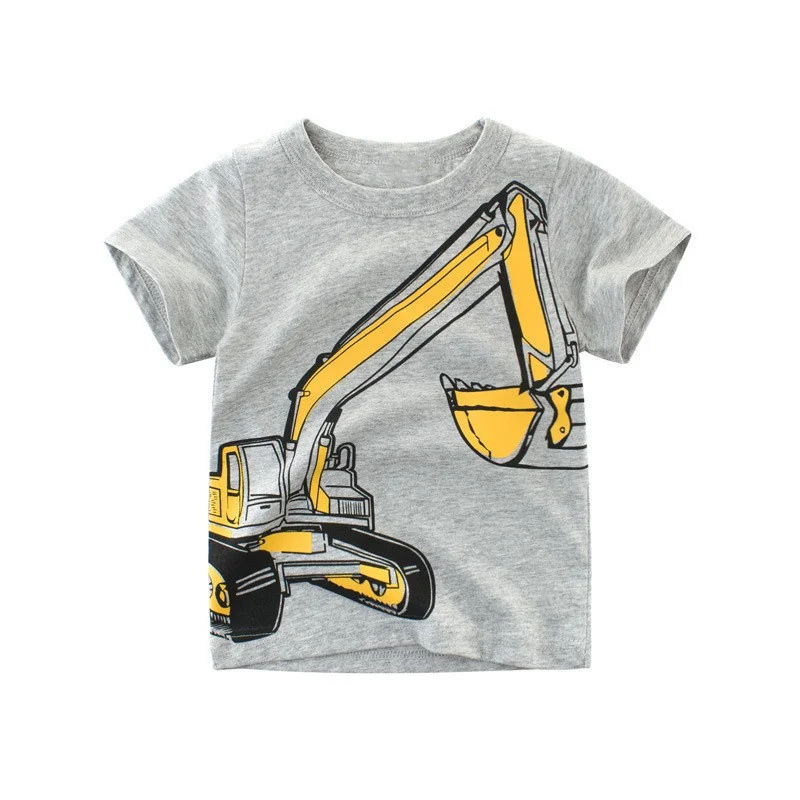 

Jumping Meters Boys T Shirts For Summer Forklift Print Hot Selling Children's Cotton Clothing Short Sleeve Fashion Kids Tees Top