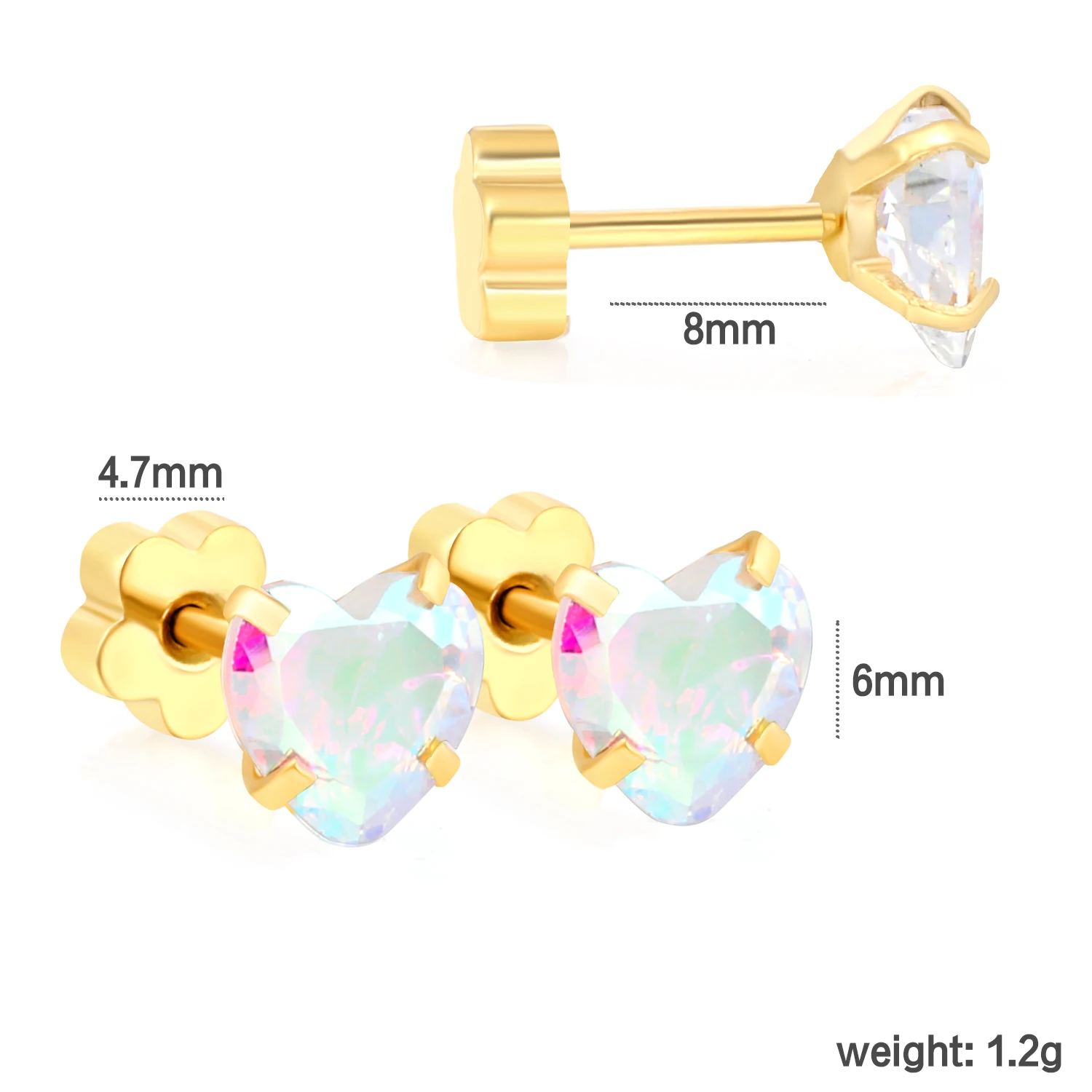 4 Paar Ohrstecker aus Edelstahl, bunte runde Zirkon-Ohrringe, zierliche, kleine, elegante, ästhetische Schmuckstücke, schlichte Modeversion – Detail 5