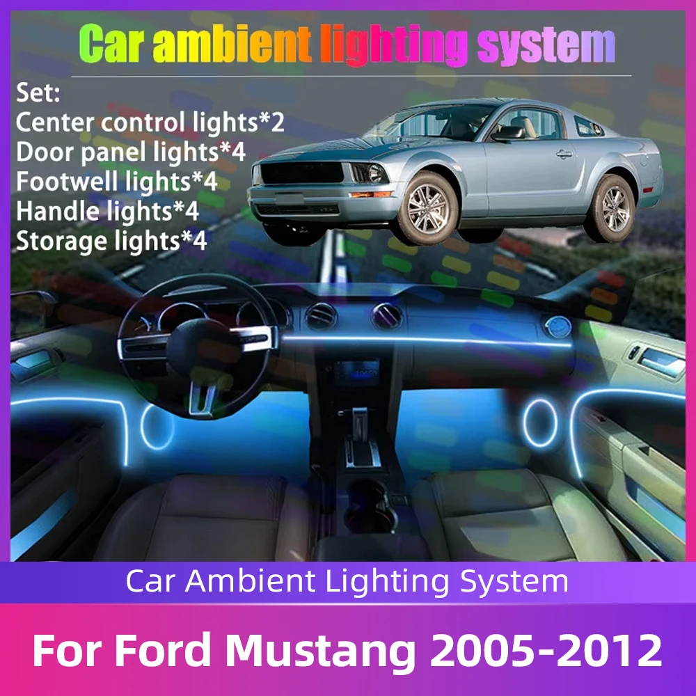 

Для Ford Mustang MK5 5-го поколения S197 2005-2012: Комплект RGB-подсветки салона (2/18 в 1) с управлением через приложение
