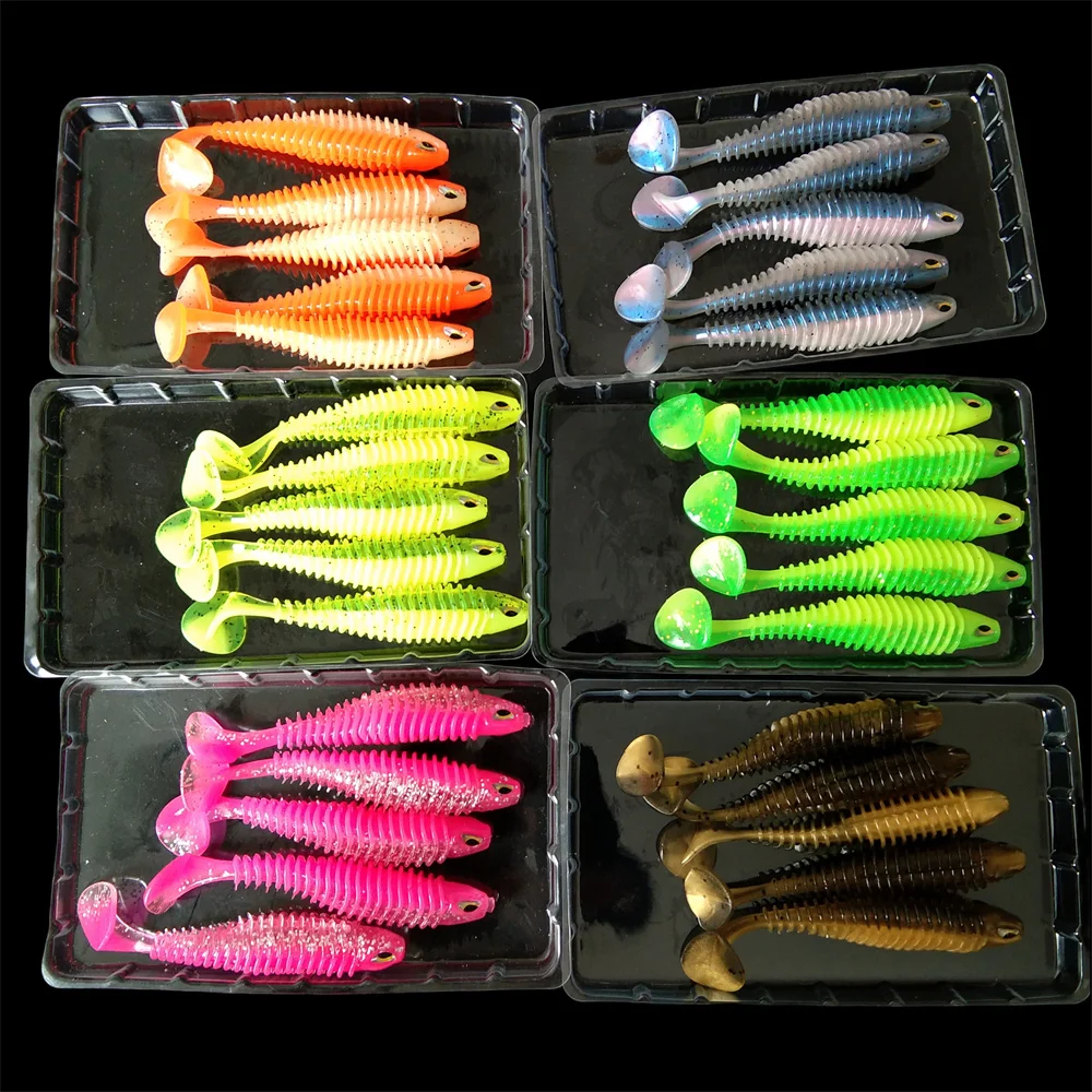 30pcs Silicone Soft Bait 9cm 4.5g Wobbler Tail Lure Artificial Swimbait Moving Bait Fishing Fish Bait Fishing Tool Accessories