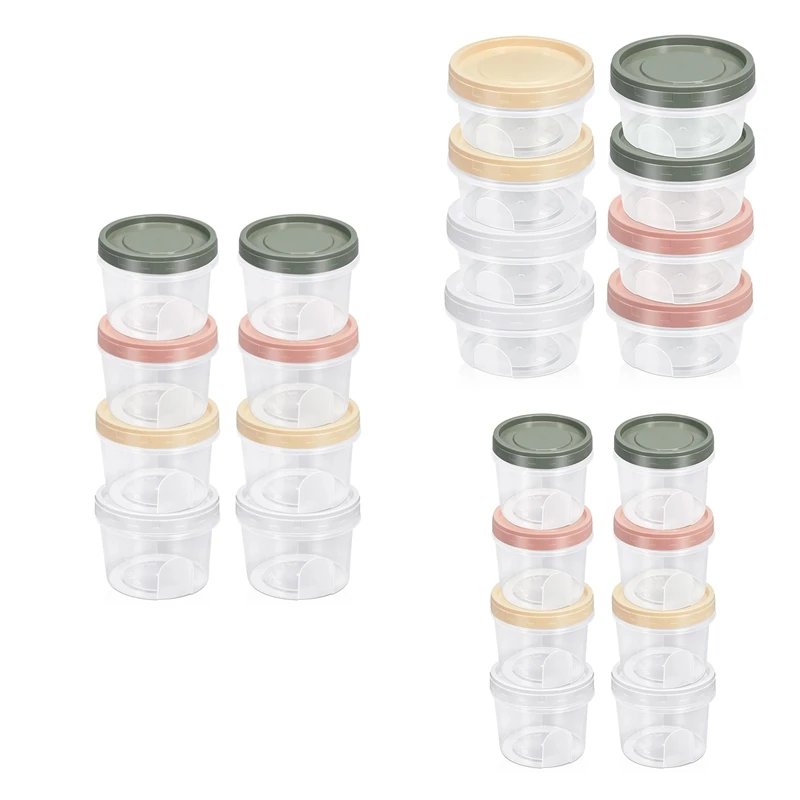 8PCS Round Plastic Containers With Lids, Reuseable Small Freezer Storage Container Jars With Screw Lid