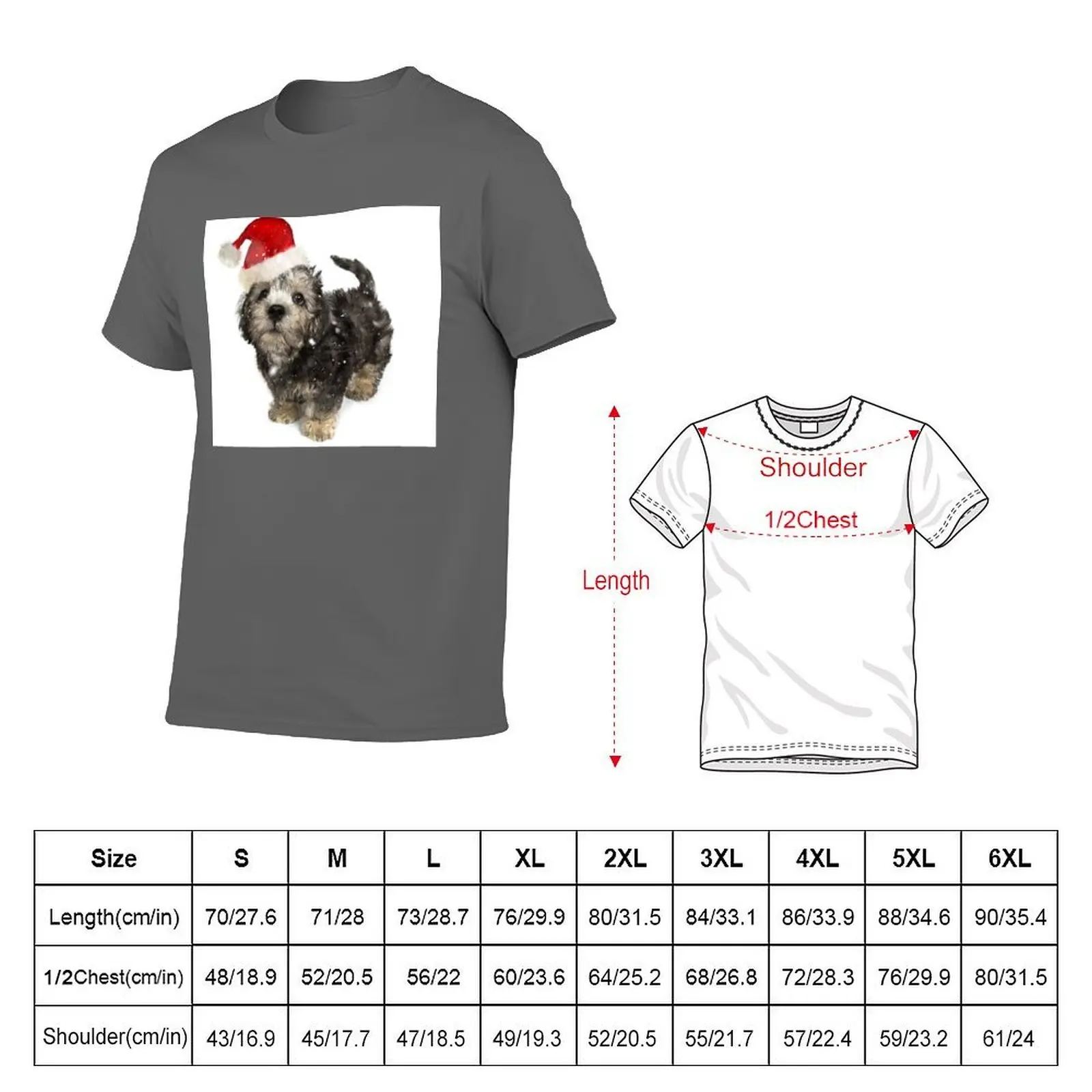 Dandie Dinmont Santa Terrier Puppy T-Shirt Holiday Casual Short Sleeve Top