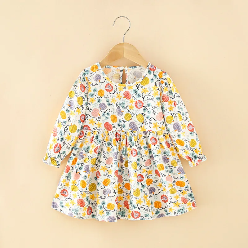 2-6year Girls\' Dress Cartoon printing 2023 Autumn long sleeve Girls\' Dress Baby Kids Casual Clothes