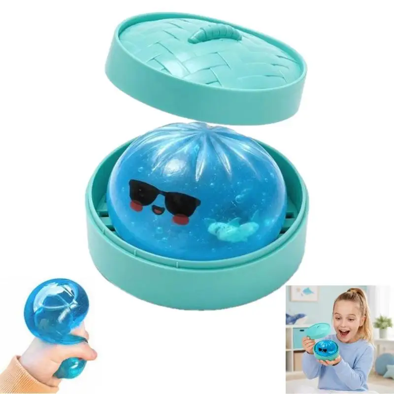 Stuffed Bun Pinch Le Fidget With Steamer Glitter Shark Dumplings Toy Soft Slow Resilience Steamed