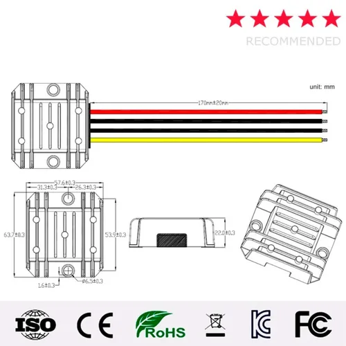 Imagen 2 del producto 24V 36V 48V 60V a 12V 5A 10A 20A 72V-12V reductor DC convertidor regulador de voltaje Buck carritos de golf fuente de alimentación CE ROHS