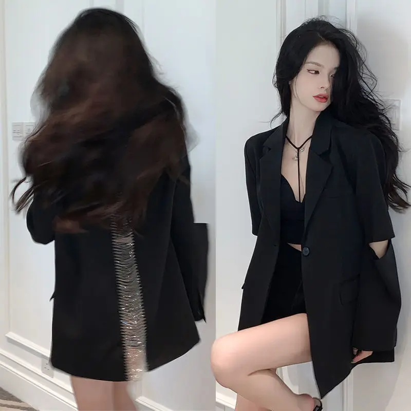 Cappotto corto da donna Nuovo in abiti esterni Giacca corta Donna Vita rossa Paillettes Perline scintillanti Misto lana di fascia alta Giallo