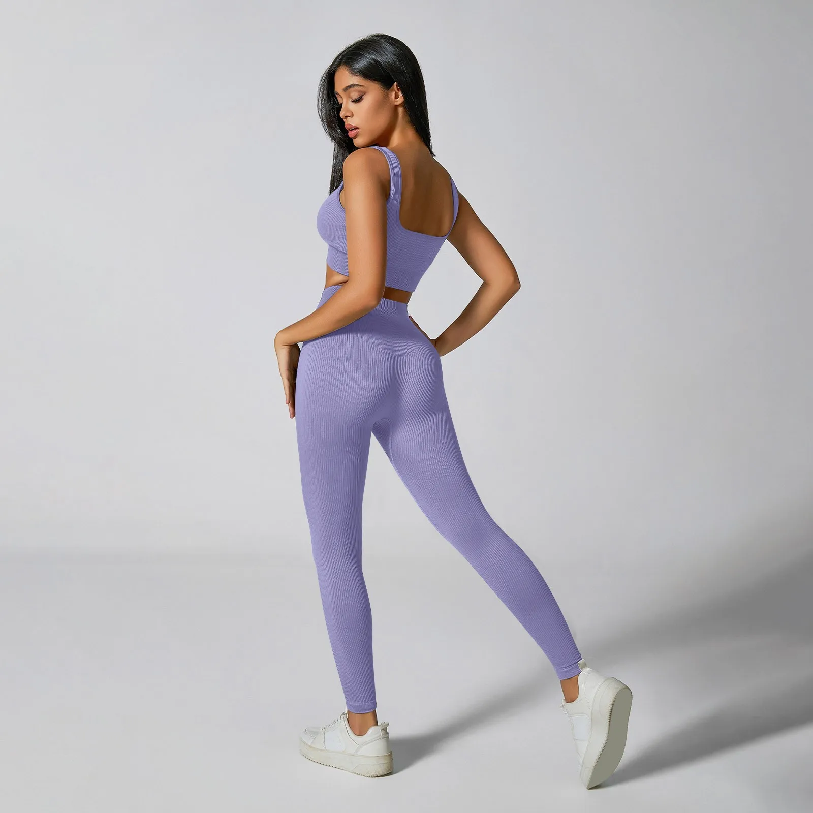 Ribbed Yoga Leggings Sports Tights Women Seamless Knit Yoga Pants White Femme Gym Leggings Skinny Workout Fitness Push Up