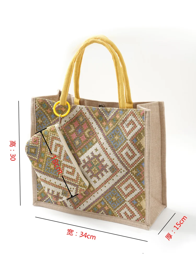 Ethnic Style Canvas Large Capacity Shoulder Tote Hand Tote Bag