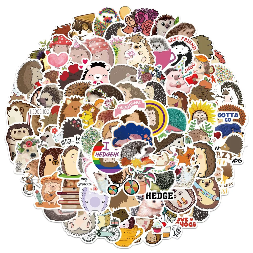 10/30/50PCS Cartoon Animal Hedgehog Graffiti Waterproof Sticker Personalized Decoration Creative Refrigerator CupHelmetWholesale