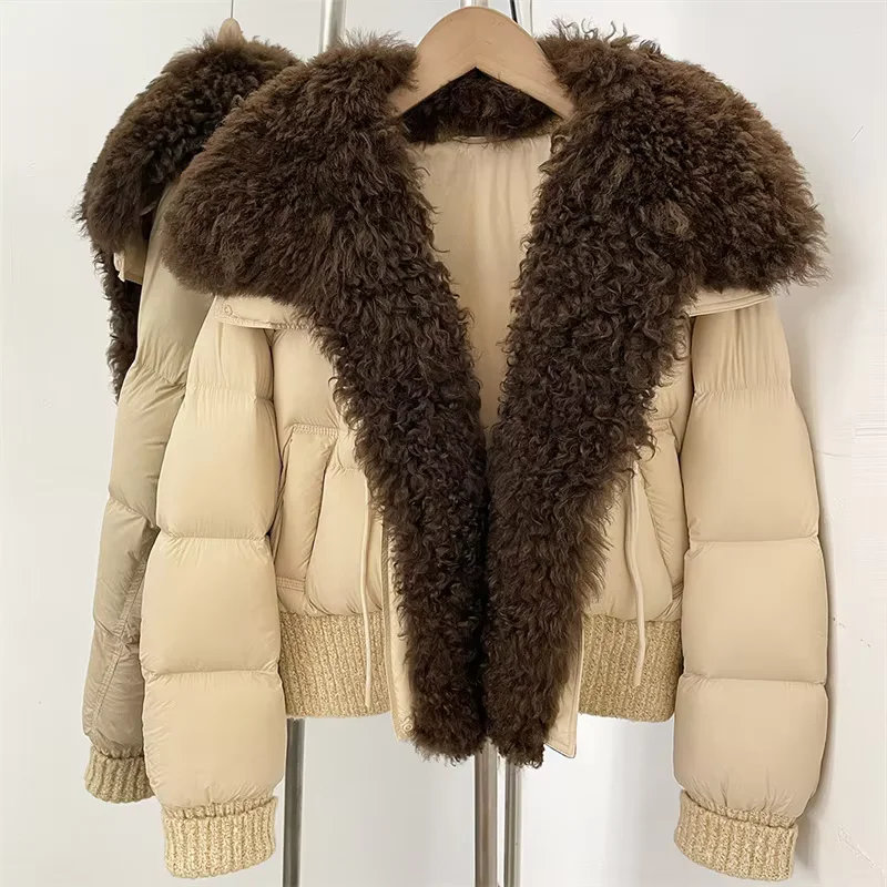 Women's winter jacket 2026 new detachable wool collar women's down jacket duck down filled warm thick coat y2k women's down coat