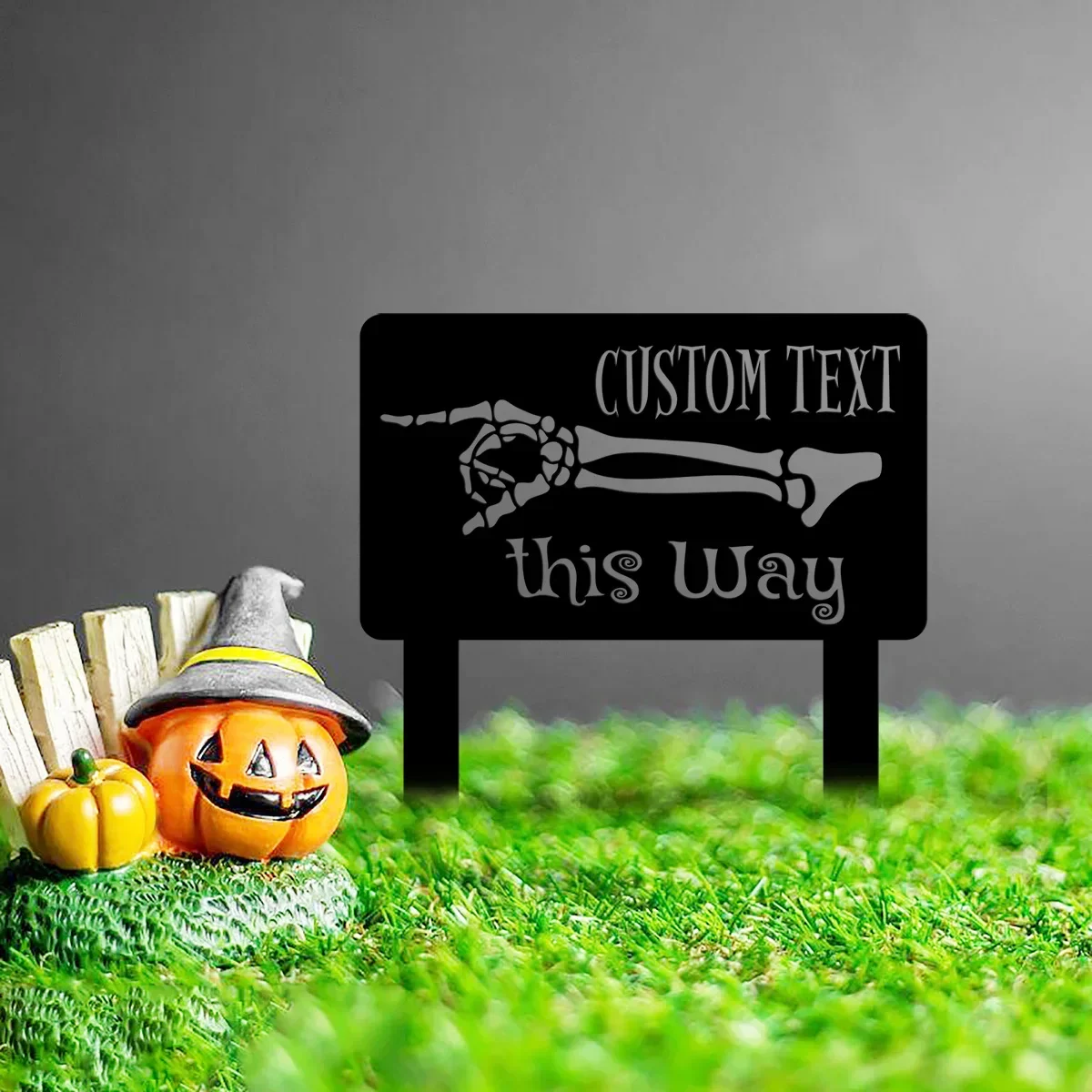 Custom - Halloween Fright this Way Metal Yard Sign Outdoor Halloween Lawn Decor