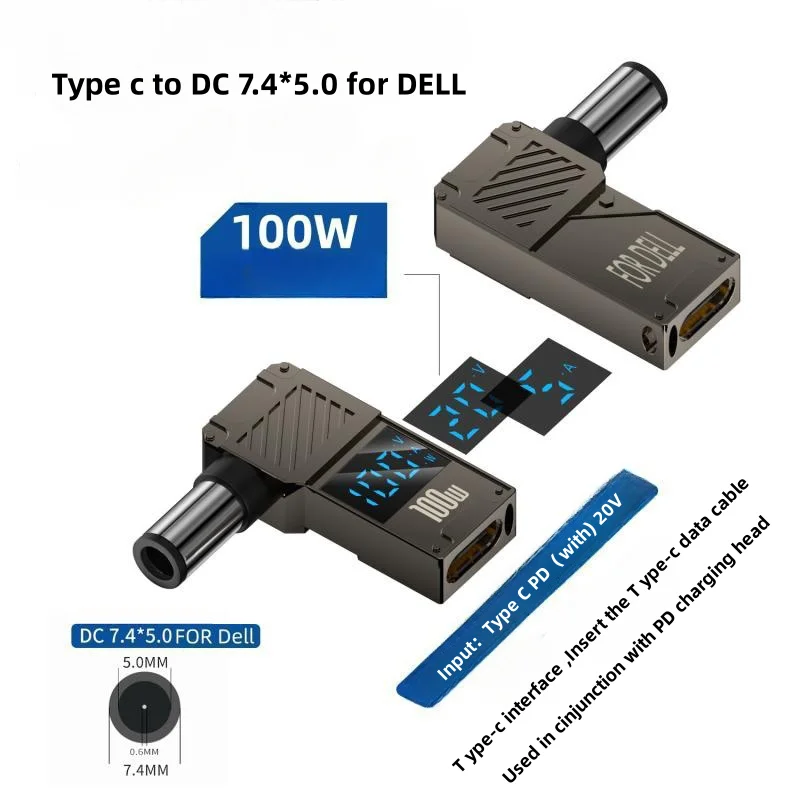 PD100W Typ-C zu DC Stecker Konverter USB C zu Laptop Lade Adapter Power Ladegerät Anschluss Spitze für Lenovo Asus HP Dell Samsung