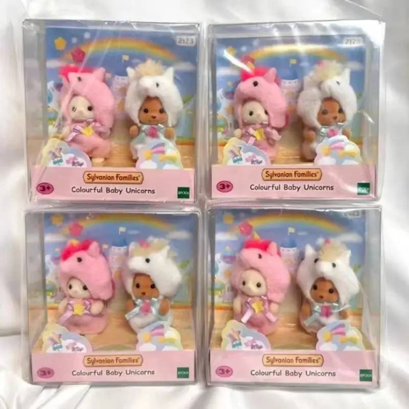 Original sylvanian famílias anime figuras conjunto de natal robô unicórnio ataque brinquedo vestir festa boneca festivais limitado presente de natal