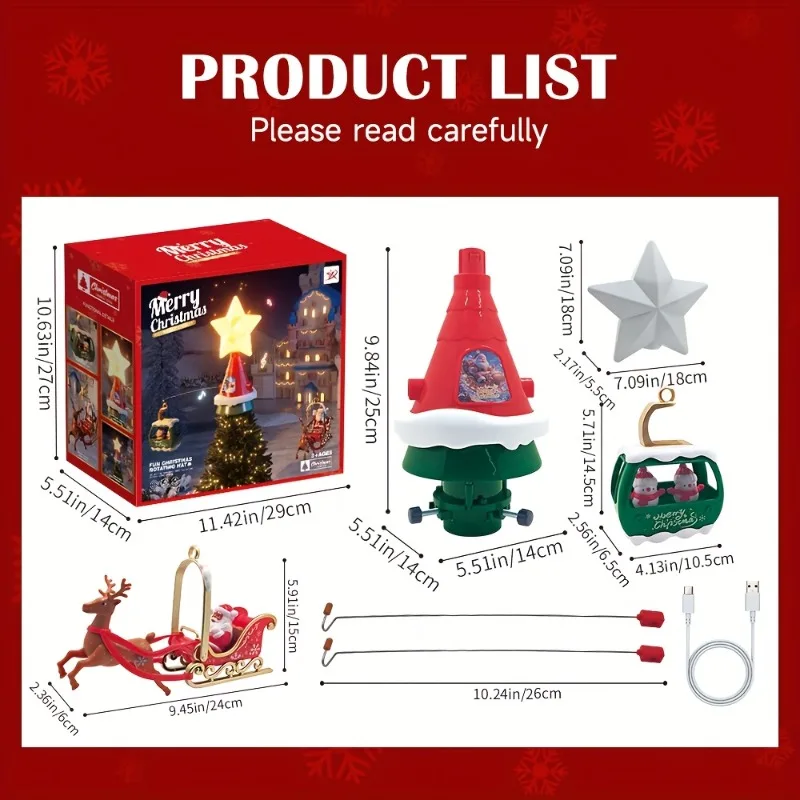 Christmas Tree Top Rotating Carousel with Music & Lights USB Power Vibrant Holiday Decor for Indoor/Outdoor Christmas Decoration view 4