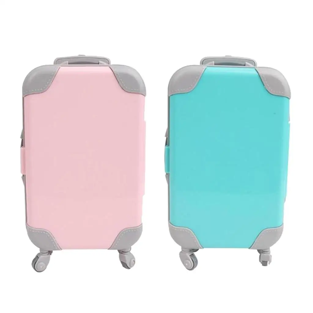 2x doll Suitcase Travel Luggage Case Simulation Fit for 18 Inch Dolls
