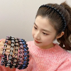 패션 작은 꽃 비 슬립 머리띠 라인 석 Hairbands 탄성 여성 헤어 후프 밴드 베젤 여자 헤어 액세서리 머리 장식