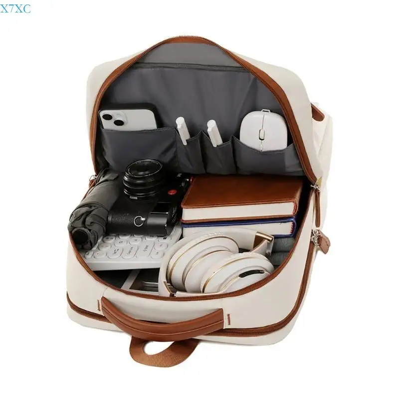 X7XC Practical School Bag Large Capacity Laptop Backpack with USB Charging Port