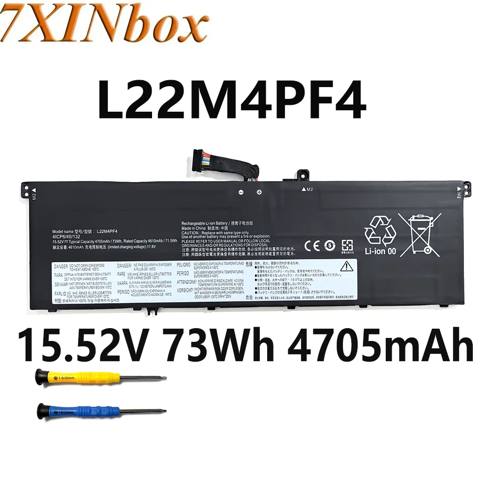 

7XINbox L22M4PF4 L22C4PF4 L22D4PF4 L22L4PF4 15,52 В 73 Втч 4705 мАч Аккумулятор для ноутбука Lenovo Yoga Pro 7 14ARP8 14IRH8 бесплатные инструменты