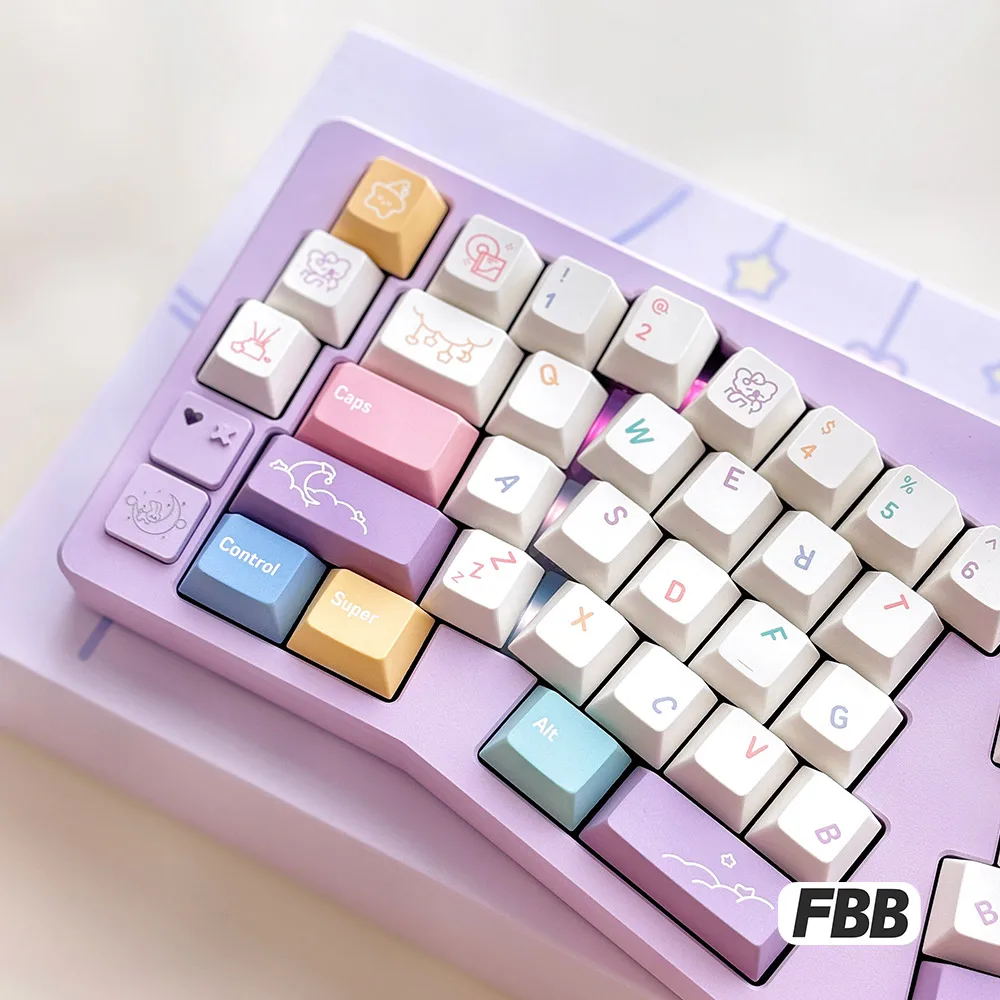 FBB Keycaps Good Night Sleepwalking Theme PBT Key Caps Set for Mechanical Keyboards 60%, 75%, 80%, 96%, 100% DIY Gift for Friend