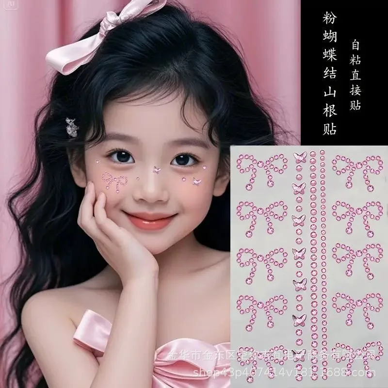 Rhinestone Face Stickers Star Butterfly Nose Bridge Gems Self Adhesive for Concert Support Makeup Stage Performance Bulk view 5
