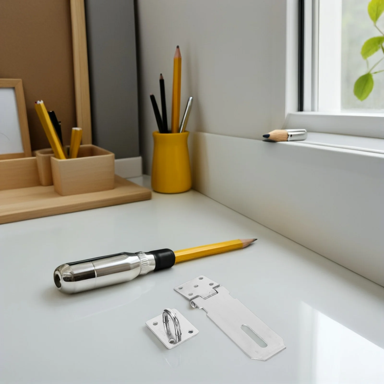 

1Set Stainless Steel Door Latch Lock Heavy Duty Padlock Hasp Security Closets Cabinets Gates Weather Resistant Easy Operation