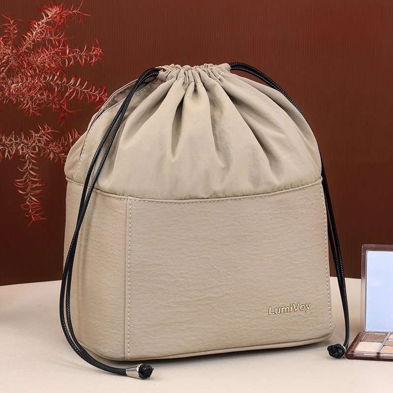Elastic Pull String Portable Makeup Bag, Lightweight Cosmetic Organizer for Outdoor Vacation Business Trip Toiletry Storage