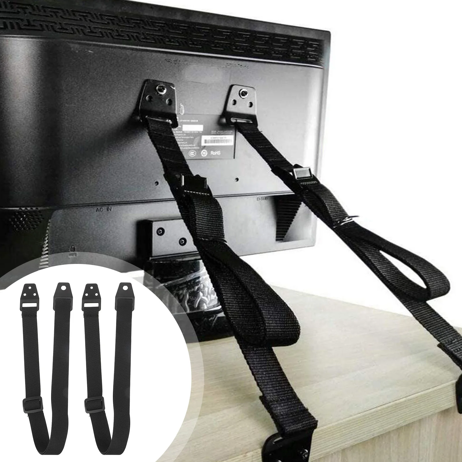

2Pcs Anti tip Strap Zinc Alloy for Proofing Furniture Adjustable strap Wall Mount